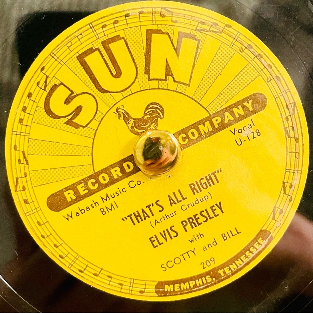 RARE! ELVIS PRESLEY 78 SUN Record Framed “That’s All Right” “Blue Moon Kentucky”